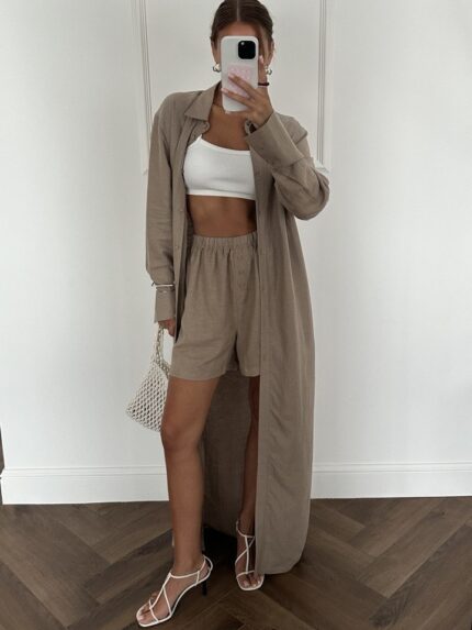 Рубашка с длинным рукавом linen maxi